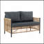 Ensemble de canapé d'extérieur en osier brun 2 places avec coussin gris et table New Comming