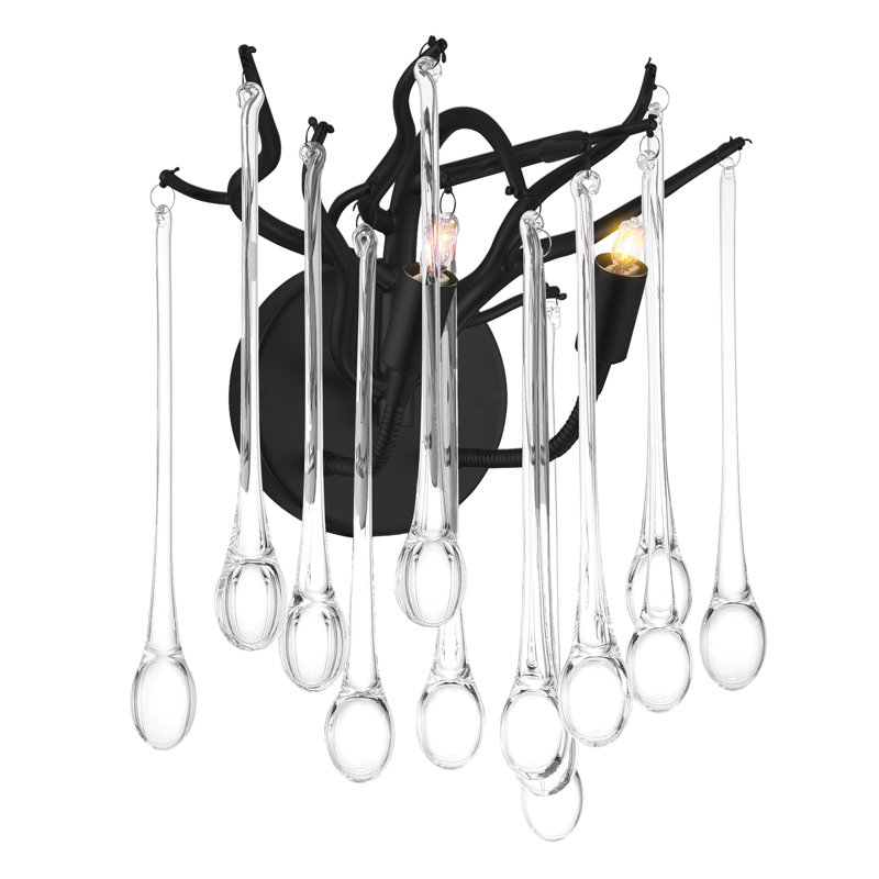 Applique murale 10 po Black Glam pour chambre à coucher, vestibule, salle d'eau - compatible avec 2 lumières DEL avec culot G9