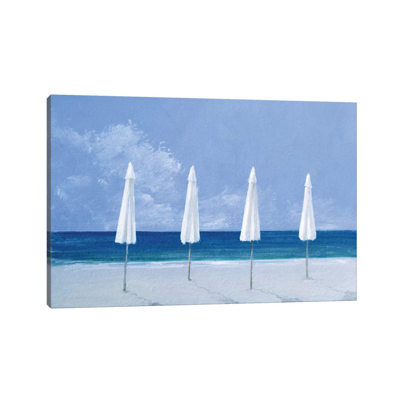 Beach Umbrellas by Lincoln Seligman - Wrapped Canvas Painting, 66.04 cm H x 45.72 cm W x 1.91 cm D