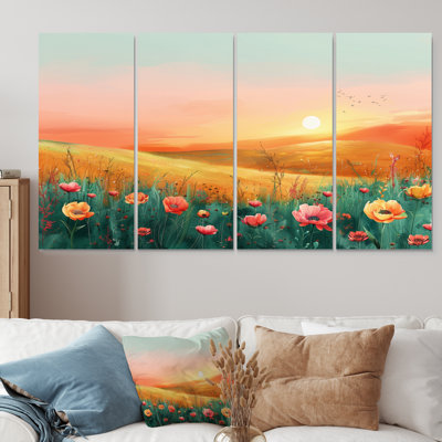 «Flower Meadows At Sunset I», ensemble de reproductions d'art mural