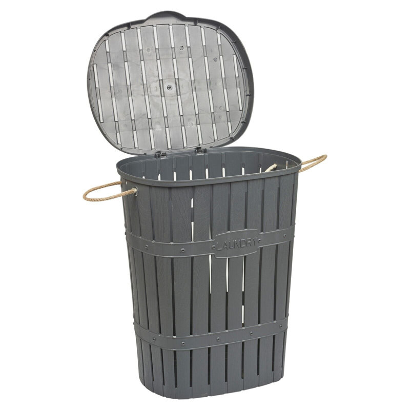 Plastic Laundry Basket with Handles, Anthracite