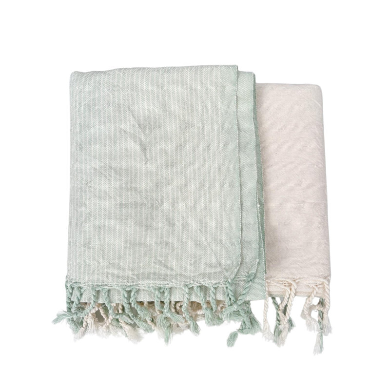 Serviette de ton ivoire sauge