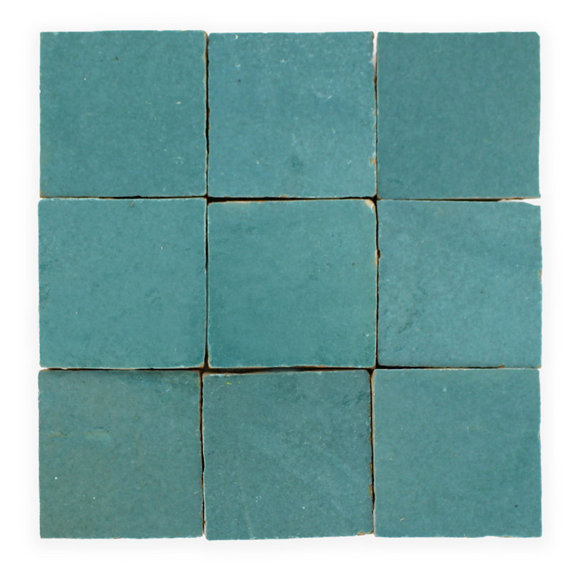 Moroccan Zellige 4" x 4" Ceramic Floor & Wall Tile, Waterfall