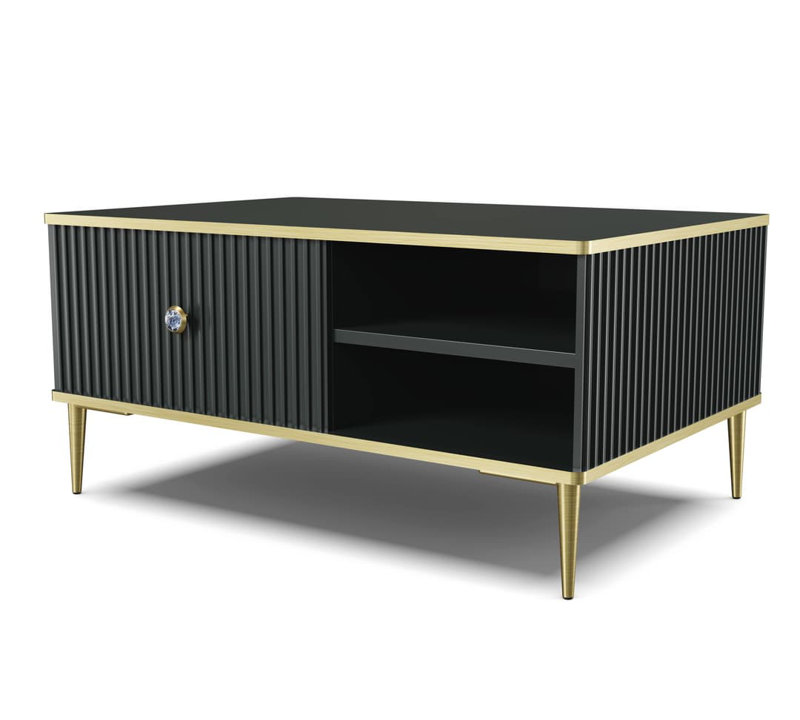 Lorelei Four Leg Coffee Table with Storage, Black