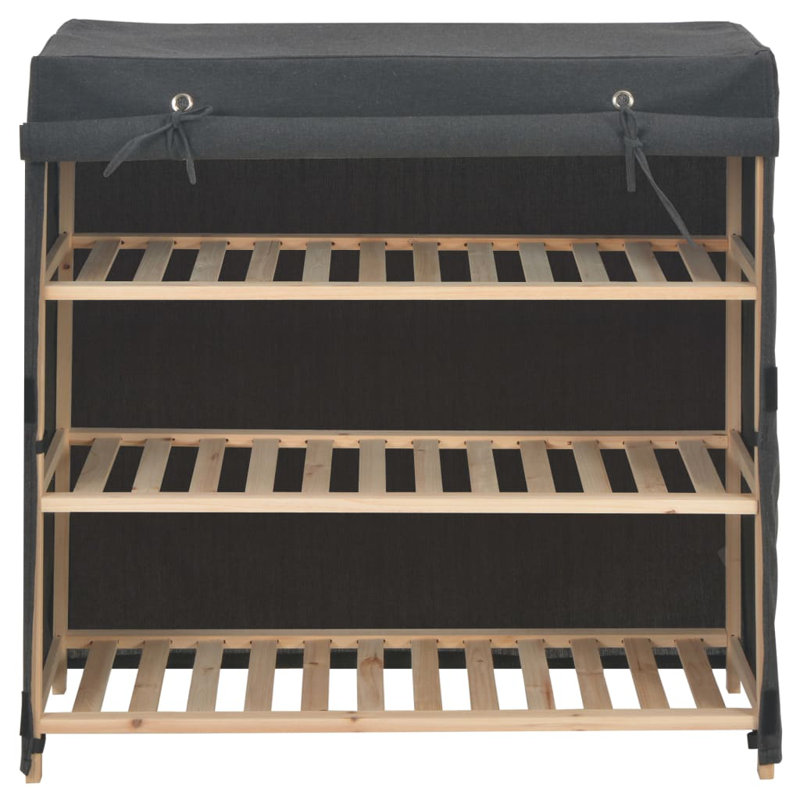 6 Pair Shoe Storage Cabinet, Grey/Brown
