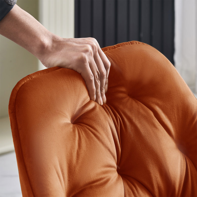Irie Single Velvet Upholstered Dining Chair with Arm, Orange