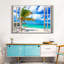 " White Beach Window View Canvas Print "-731396180