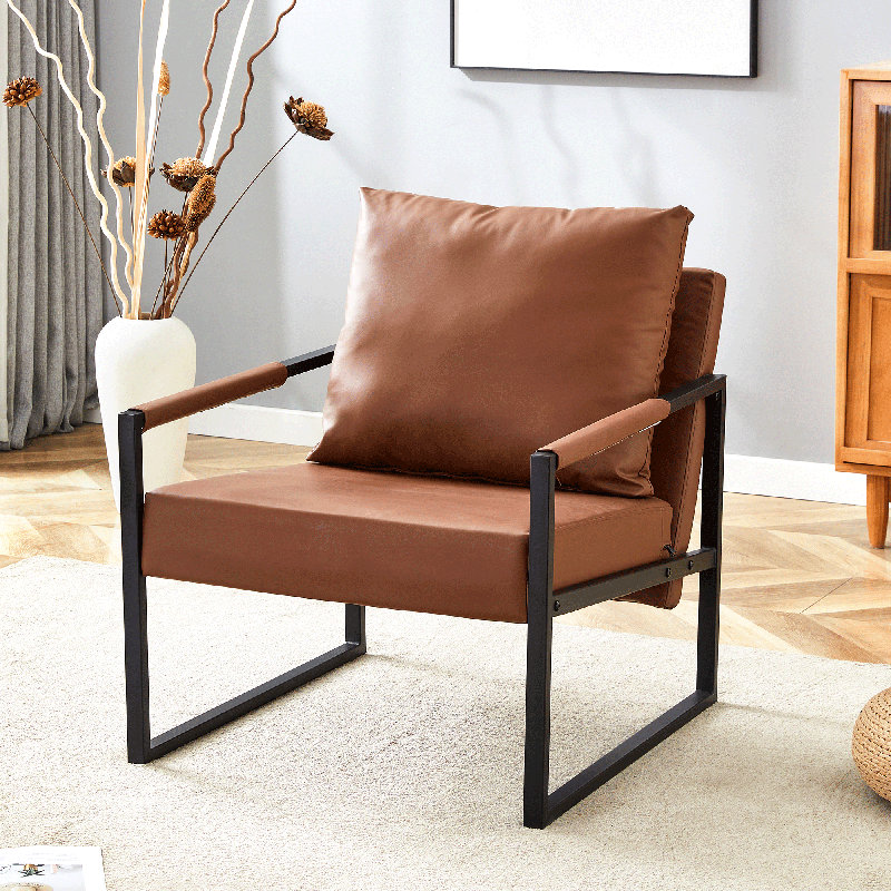 Fauteuil d'appoint rembourré, Brun