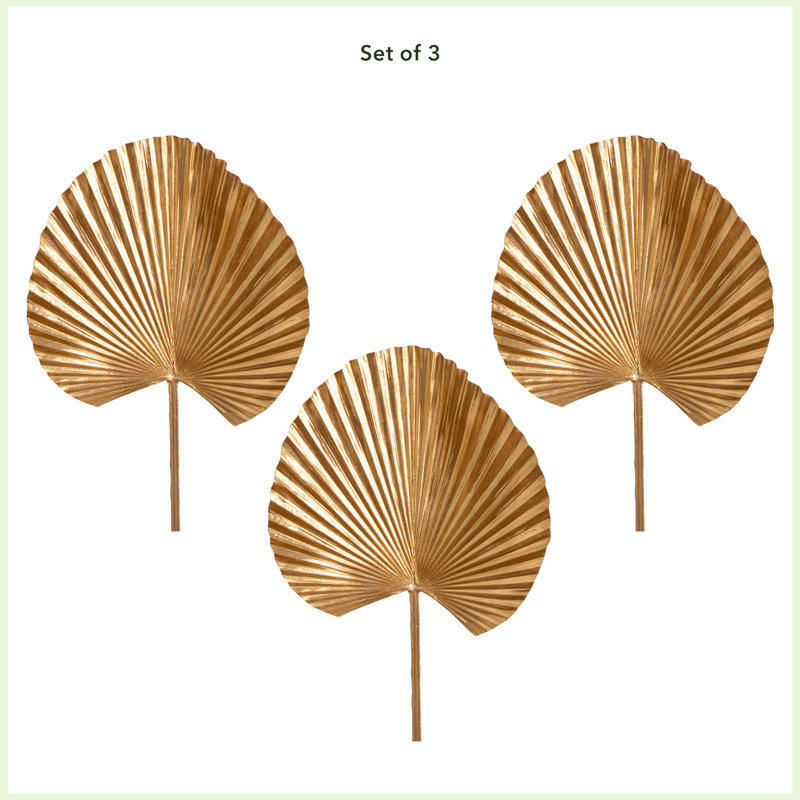 40 po Ensemble de 3 tiges de palmier artificielles à volants dorés