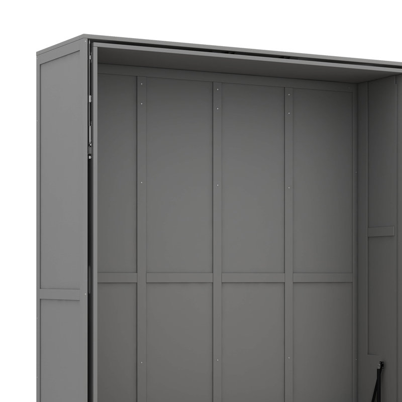 Grand lit escamotable rotatif et peu encombrant avec sections de rangement dissimulées, Gris