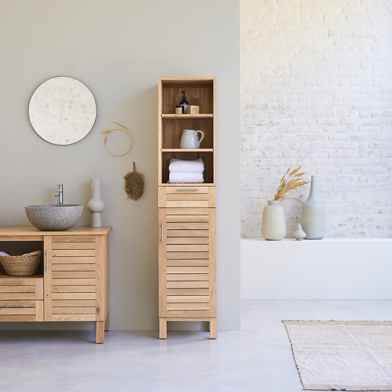 Soho Solid Oak Narrow Bathroom Cabinet