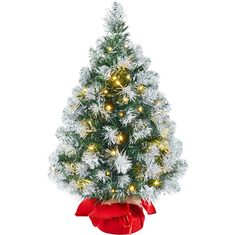 Green Spruce Flocked/Frosted Christmas Tree, 2' H, Pre-Lit