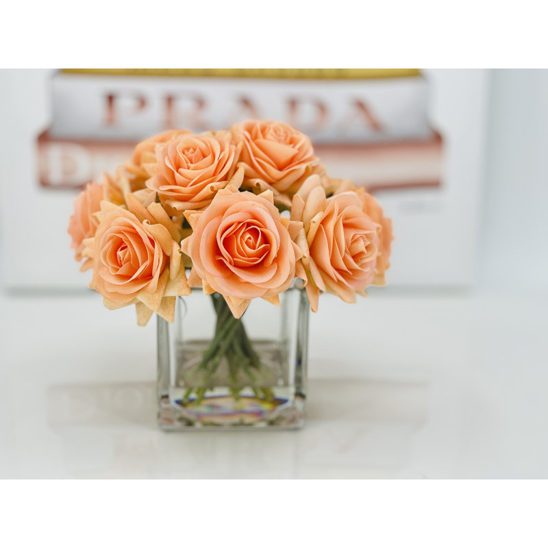 Centre de table artificiel Real Touch Rose, Orange