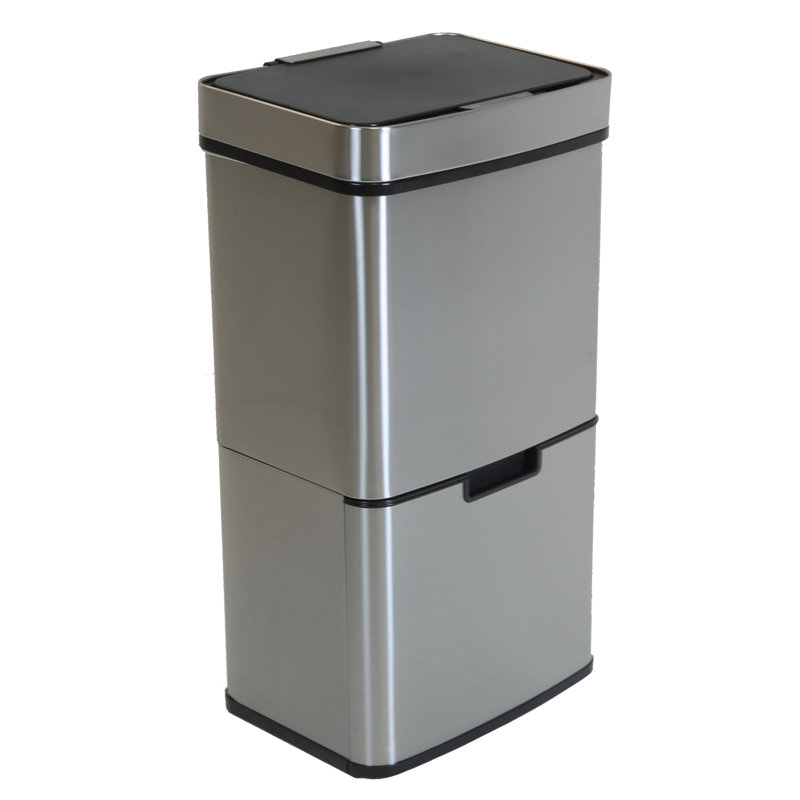 Stainless Steel Motion Sensor Multi-Compartment Rubbish & Recycling Bin - 16.38 L