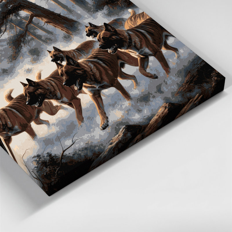 Chiens, art mural sur toile gris Kai Ken
