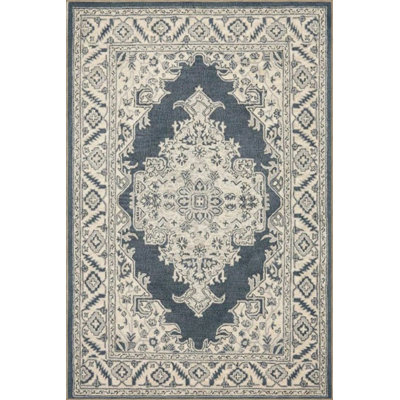 Star Patterned Woven Carpet In Gray-Blue Shades