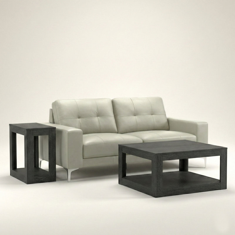 Webster Genuine Leather 3-Piece Living Room Set, Beige