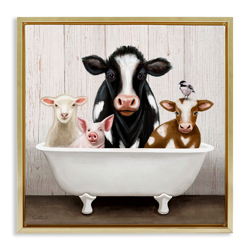 Baignoire à griffes Country Animals, Cadre flottant métallique doré, H 25 po x l 25 po