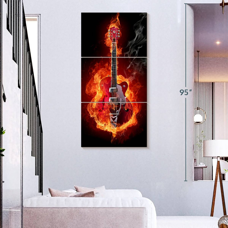 Guitare Fiery, H 32 po x l 15 po