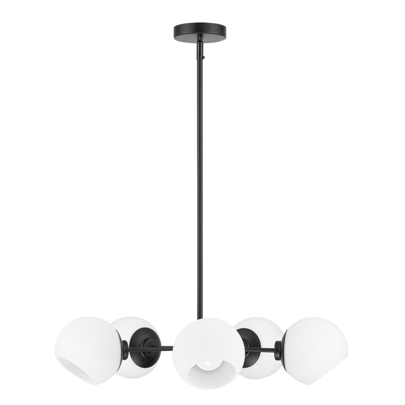 Stoll 5-Light Chandelier Matte Black with Opal Glass