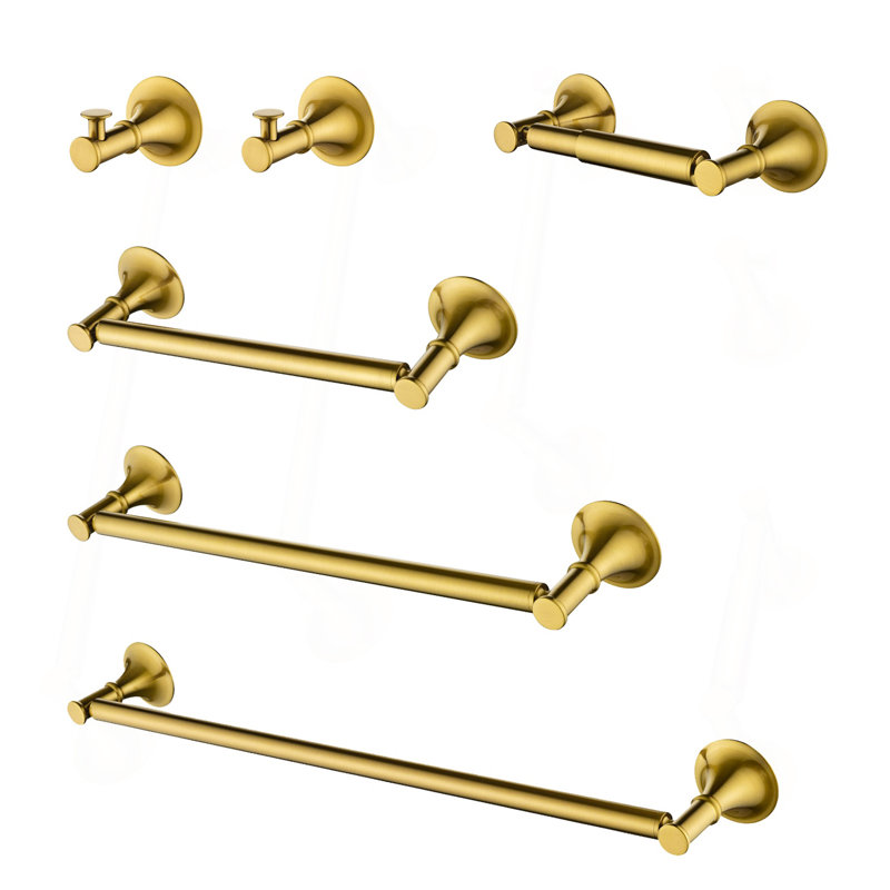 Ensemble de porte-serviettes 6 pièces en laiton, Or brossé