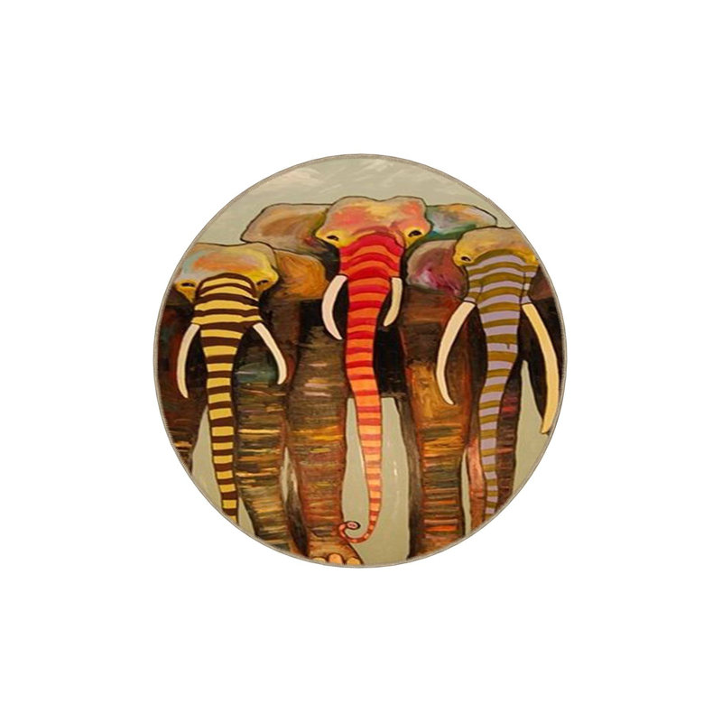 Elephant Patterned Creative Machine Washable Rug, Runner 4'11" x 9'10" Rug Pad Included