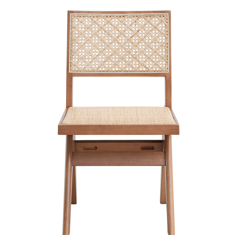 Chaise d'appoint de style Mid-Century moderne (2) - beige et naturelle, chaises de salle à manger élégantes avec respirant naturel (2) chaises de chambre, dossiers de l'espace