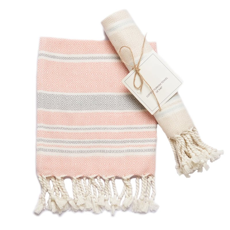 100% Cotton - Kitchen and Bathroom Turkish Hand Towels (Set of 2)| Decorative Hand Towels for Bath, Guest, Face, Hair, Tea, Dishcloth | 40”x18”