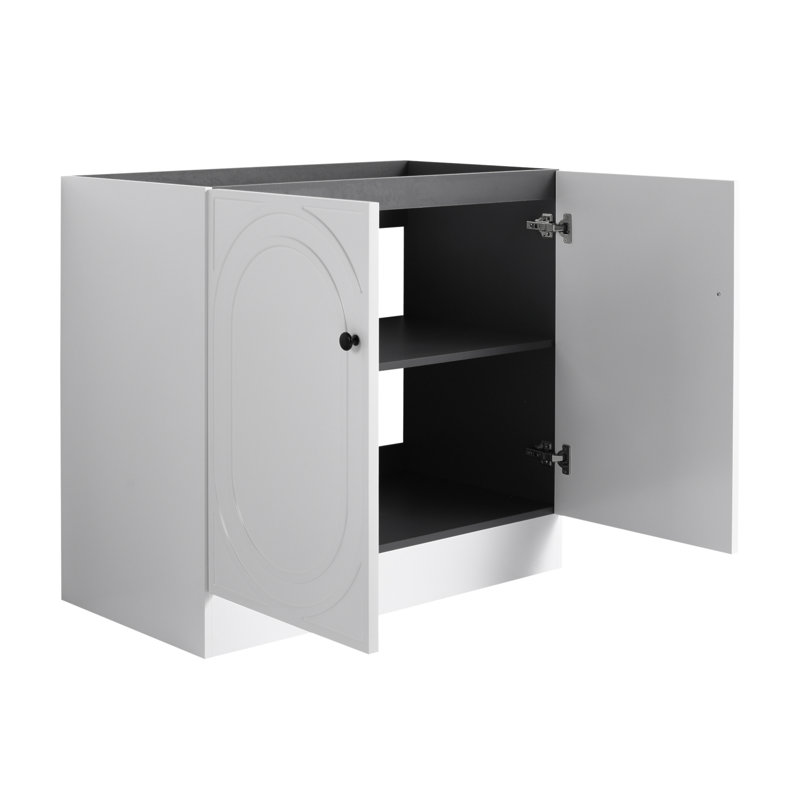 Meuble-lavabo autoportant 36 po et 2 portes d'armoire à fermeture en douceur - sans le lavabo, White