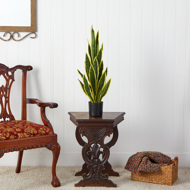 Faux Snake Plant (Sansevieria) Plant in Pot, 30" H x 6" W x 6" D, Yellow