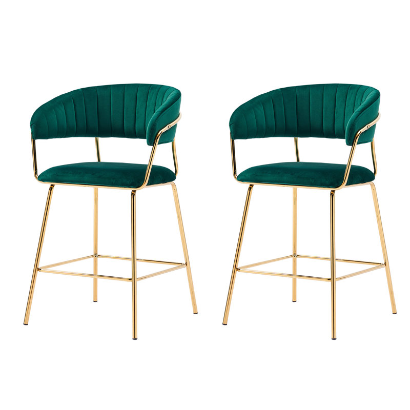 Mata Upholstered Counter Stool, Blue, Counter Stool (24” Seat Height)