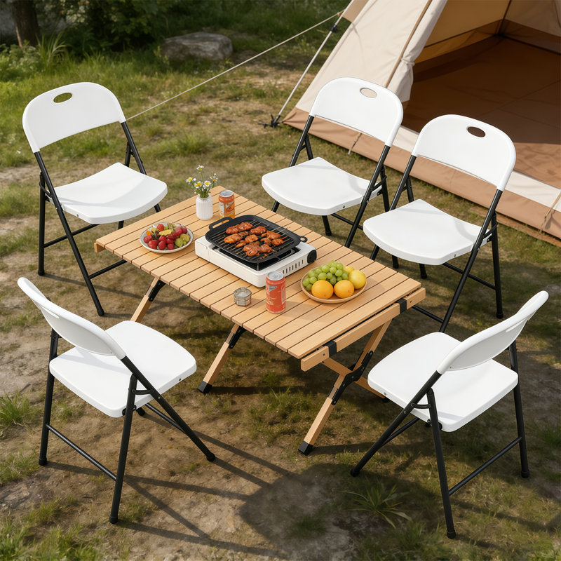 Stackable Folding Chair Folding Chair Set, White