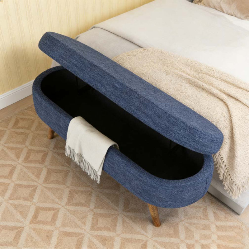 Ottoman Oval Storage Bench, Blue