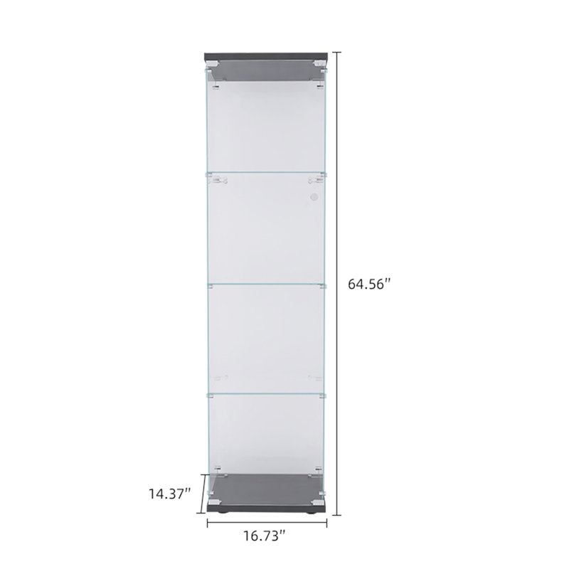 Armoire en verre noire à 4 tablettes avec porte