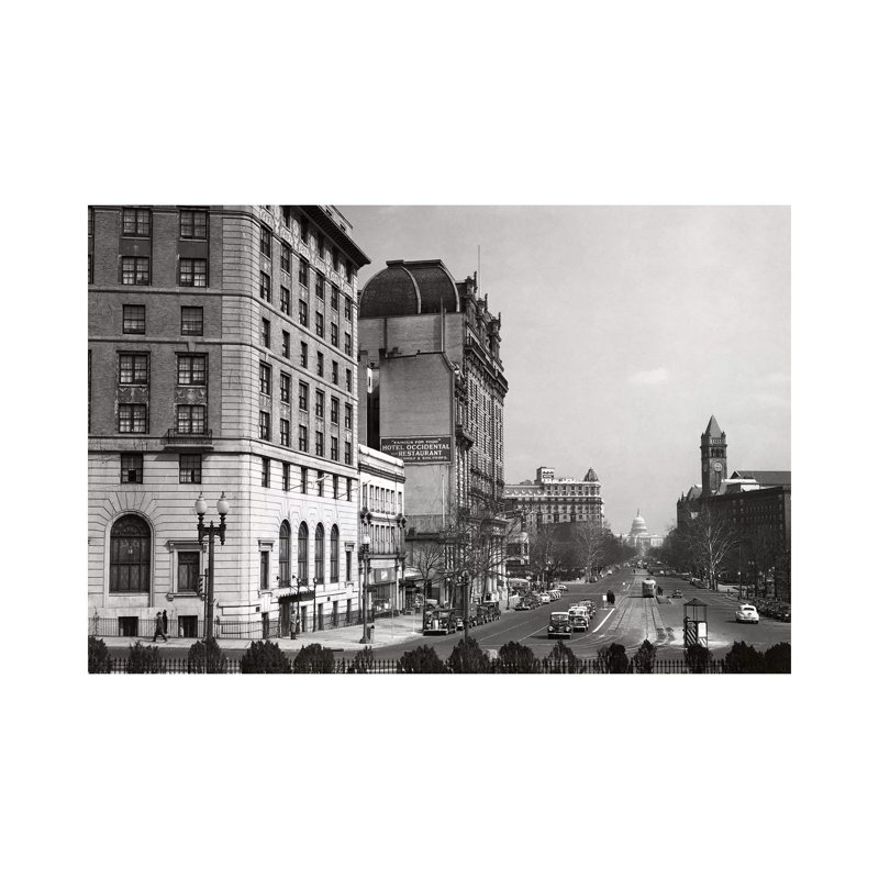 1940S Pennsylvania Avenue With Capitol Building At End Washington DC USA - Wrapped Canvas Print, 20.32 cm H x 30.48 cm W