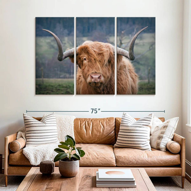 Brampt Wooly Highland Cow, H 42 po x l 65 po