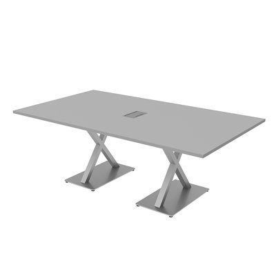 Table de conférence rectangulaire avec base en X en métal | Unité électrique