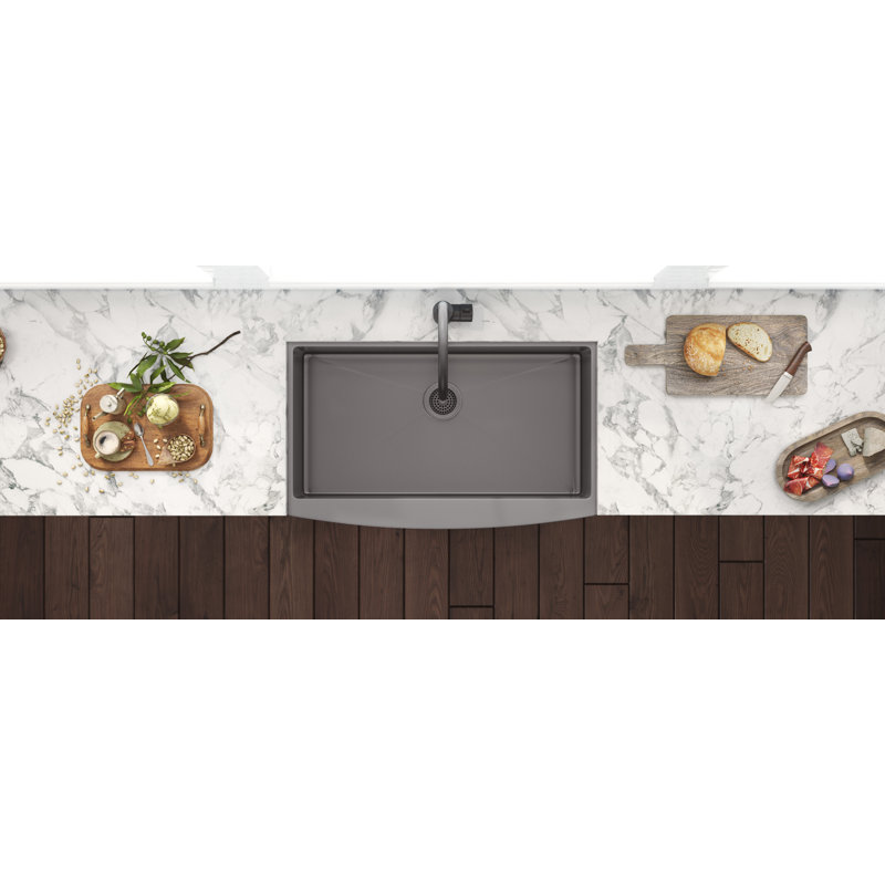Terraza 36" L x 22" W Farmhouse Kitchen Sink, Gunmetal Black
