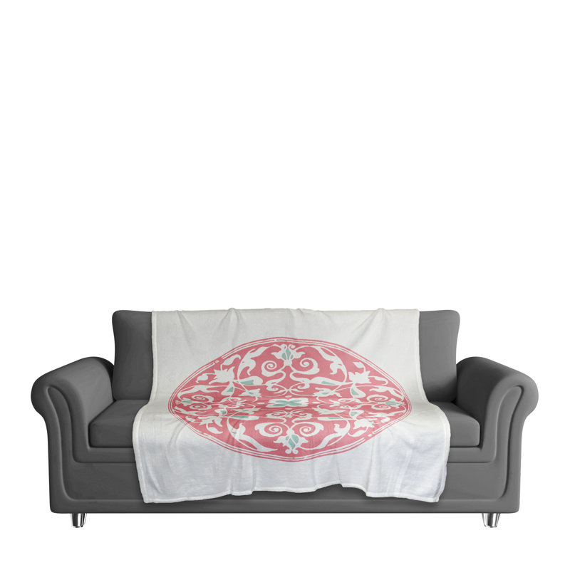 Morrocan Circle Hand Woven Throw Blanket, Pink