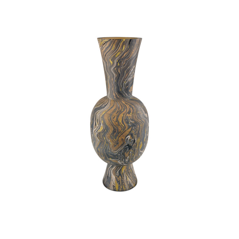 Brown Marbleized Handmade Solid Wood Table Vase