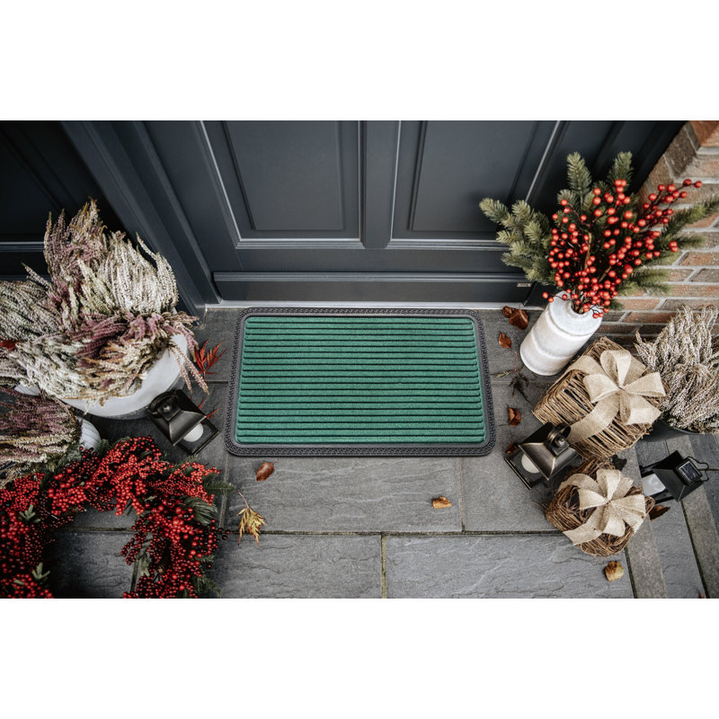 Mix Mats Ornament Borders Kitchen Mat, Green