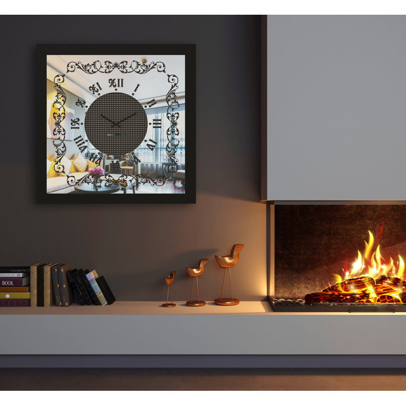 Rhinestone Square Wood Wall Clock, 80cm H x 80 cm W