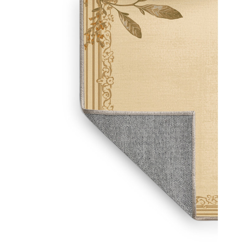 Tapis lavable à la machine à motif de quiches style campagne française beige, 6 X 9