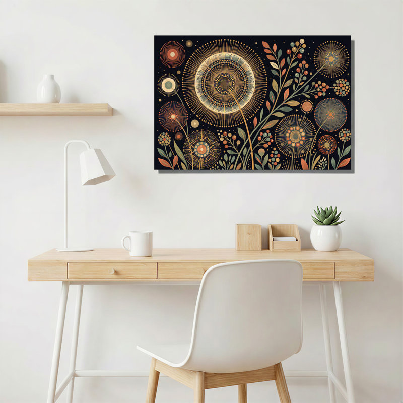 Art mural rétro sur toile noire sur fond noir, H 32 po x l 48 po