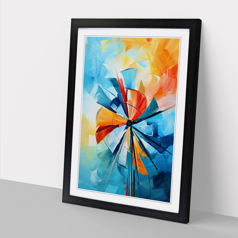 Windmill Abstract - Framed Print, 46cm H x 34cm W x 2cm D, Black
