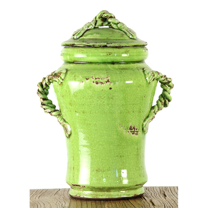 Pot de rangement en poterie, Grand, Vert