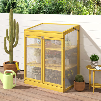 Serre à cadre froid en bois pour serre, mini serre pour l'extérieur, armoire de jardin en polycarbonate à 2 niveaux, garde les plantes assez chaudes