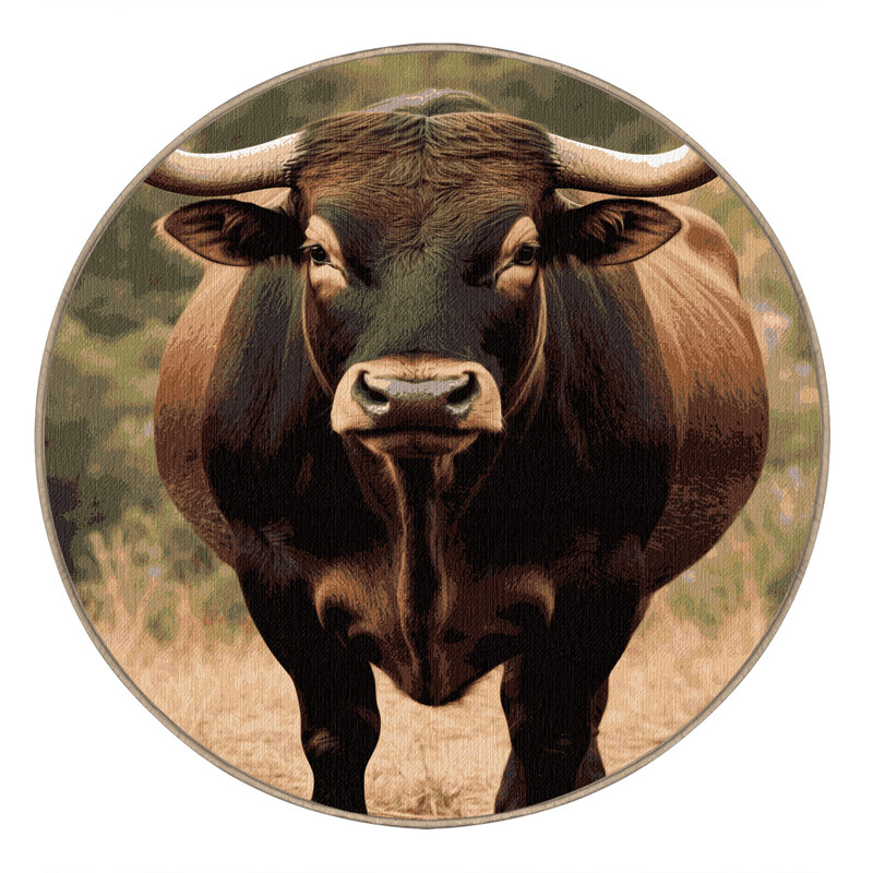 Washable Gaur Wildlife Area Rug, Round 8'