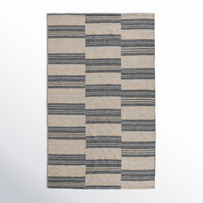 Cindy Indoor Outdoor Handwoven Stripe Charcoal Area Rug