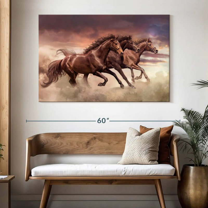 Brampt Three Running Horses, 34" H x 51" W